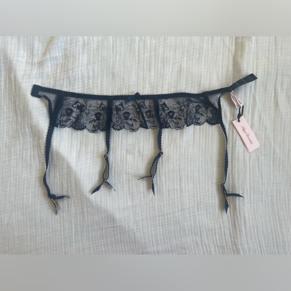 Agent Provocateur Jayce Navy Blue Lace Garter Belt